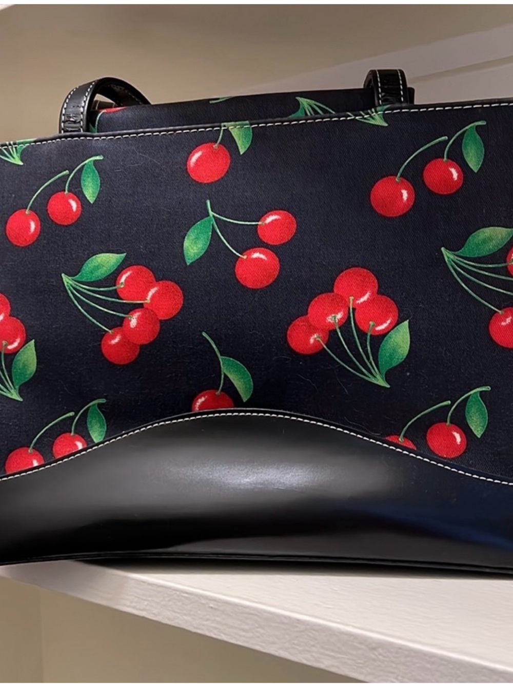 Black Cherry Print Tote Bag - Women Bags